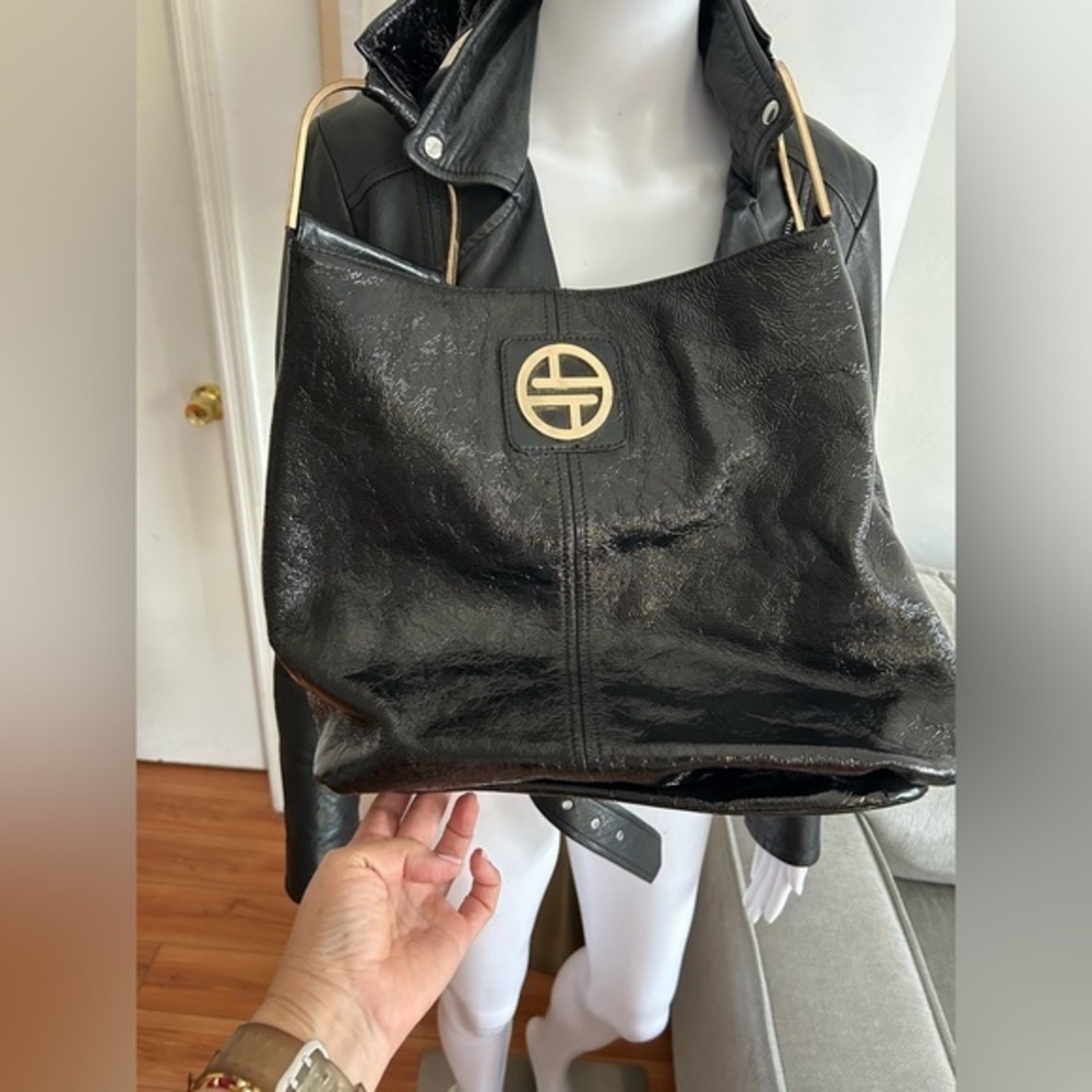 VTG Y2K Leather Black Genuine Leather  Shoulder Bag